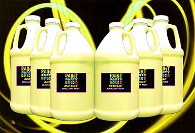 6 Pack - ½ Gallon Acrylic Neon Blacklight Paint (UV Glow) - Yellow